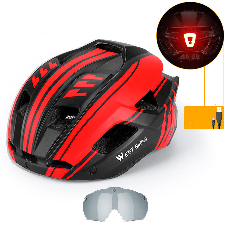 Cycling Helmet With Integrated Goggles Mountain Road Bike Helmet