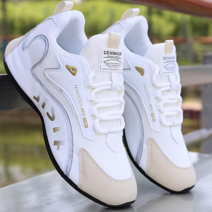 Men Colorblock Breathable Lace Up Low Top Sneakers For Running Walking
