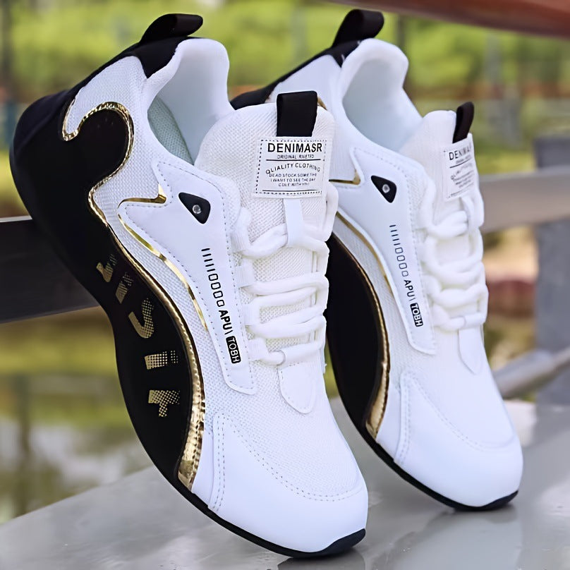 Men Colorblock Breathable Lace Up Low Top Sneakers For Running Walking