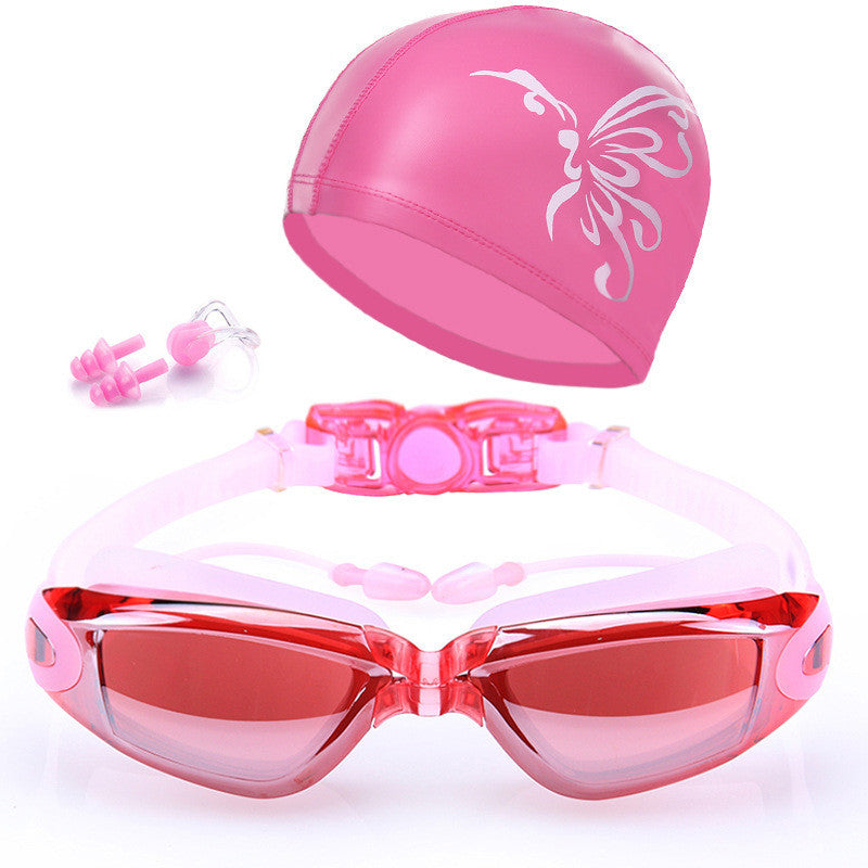 HD Waterproof Anti-Fog Swimming Goggles Set Professional Training