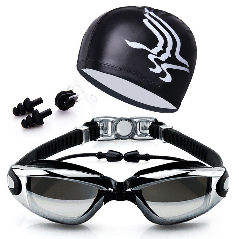 HD Waterproof Anti-Fog Swimming Goggles Set Professional Training