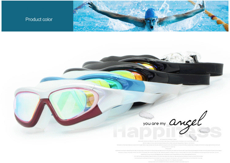 Large Frame Waterproof Anti-Fog Swimming Goggles Unisex Diving Racing Glasses