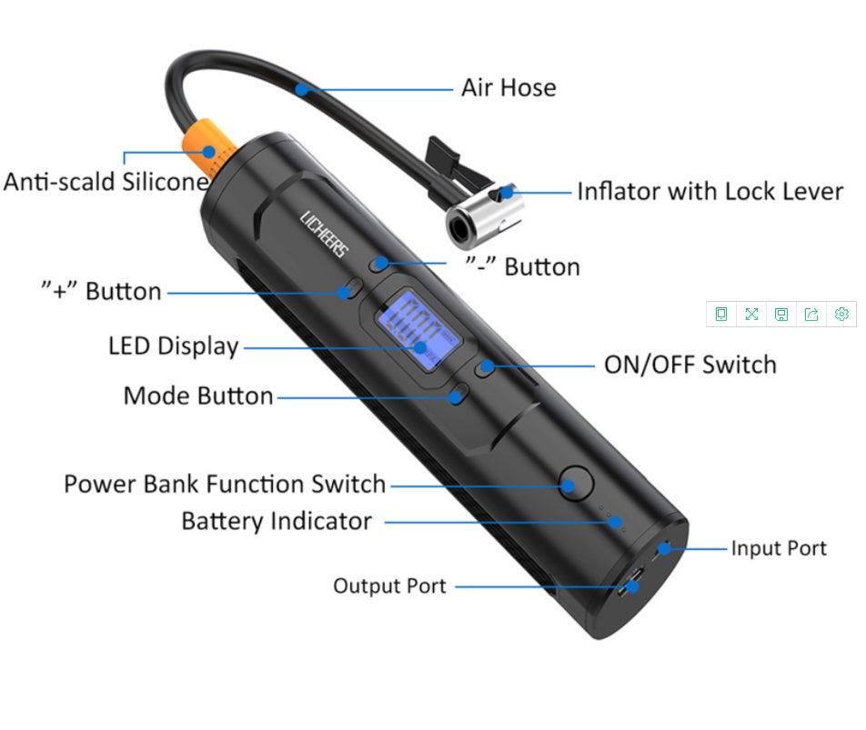 Portable Wireless Car Tire Air Pump With Digital Display