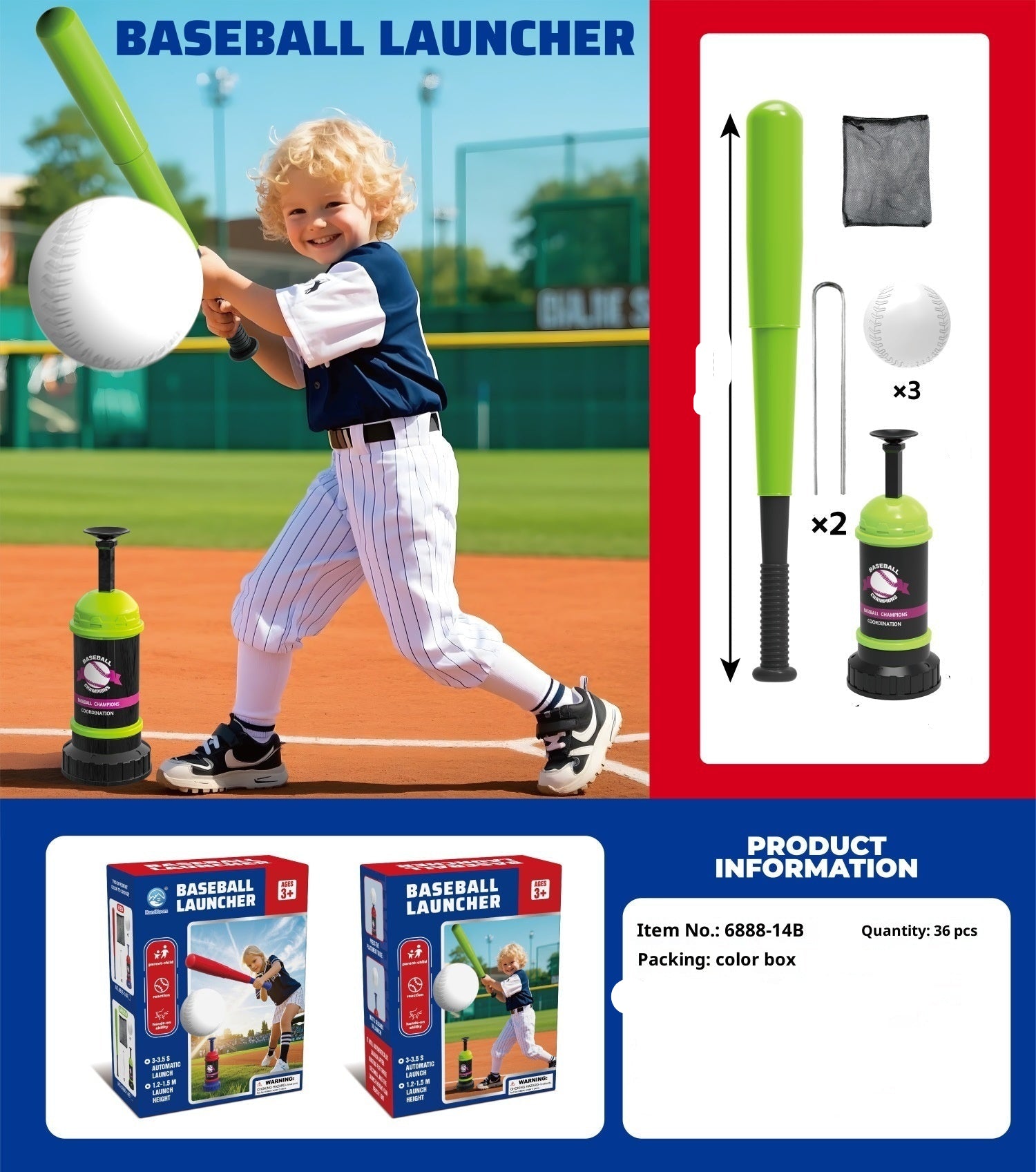 Children's Pedal Baseball Launcher Training Set