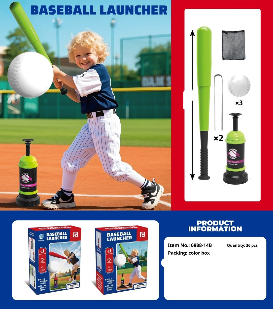 Children's Pedal Baseball Launcher Training Set