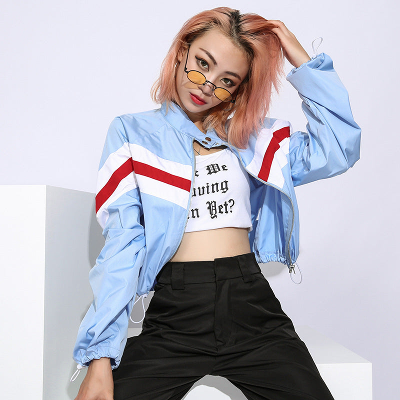 Geometric Patchwork Baseball Jersey Jacket