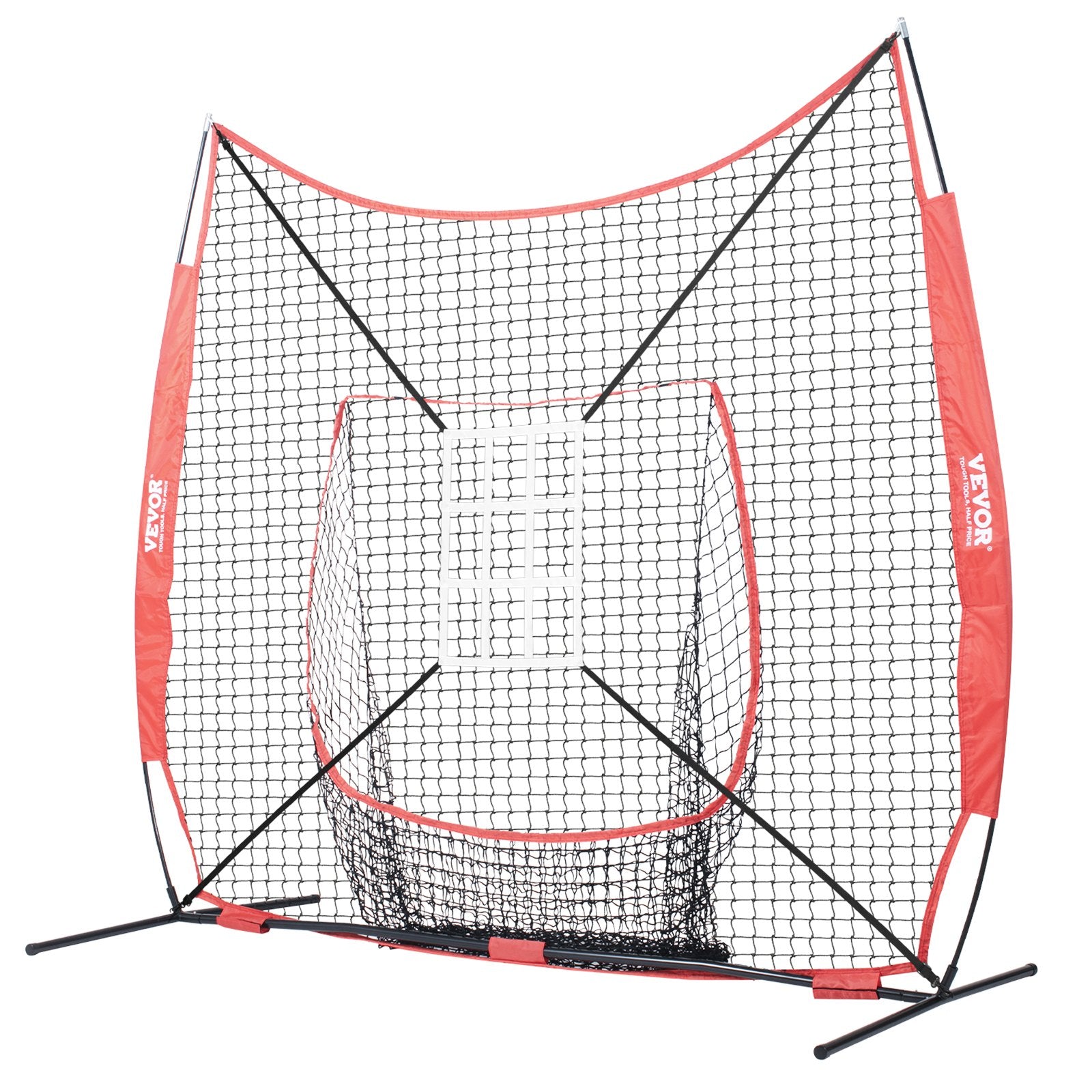 84 × 84 inches Portable Baseball Softball Practice Net With Strike Zone And Accessories