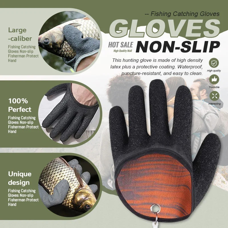 Professional Catch Fish Latex Hunting Gloves Left Right