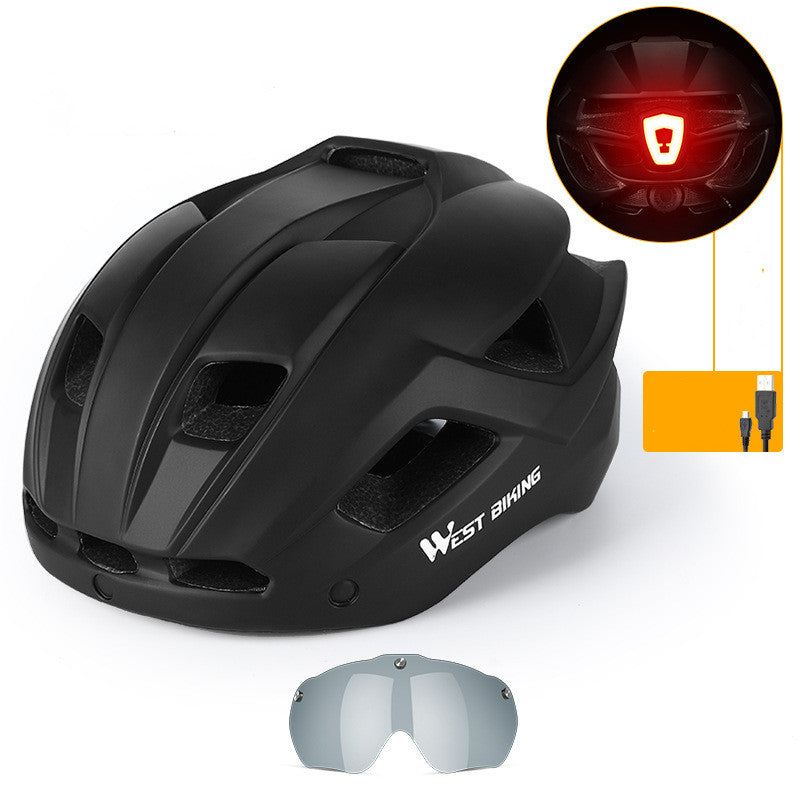Cycling Helmet With Integrated Goggles Mountain Road Bike Helmet