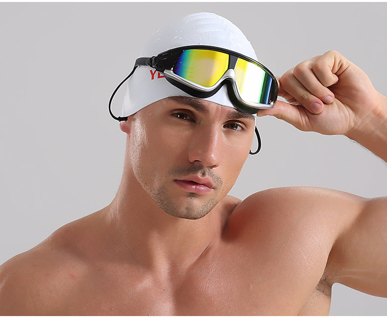 HD Waterproof Anti Fog Swimming Goggles Large View Box Lens