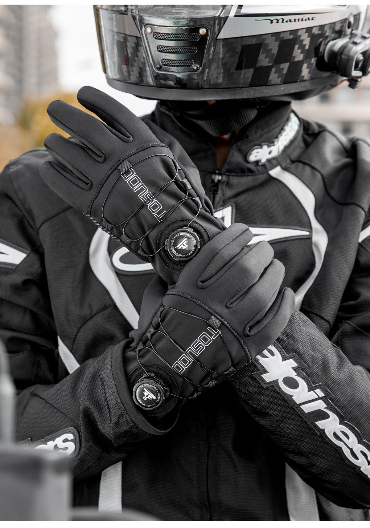 Warm Windproof Long Finger Cycling Gloves Mountain Electric Bike Riding
