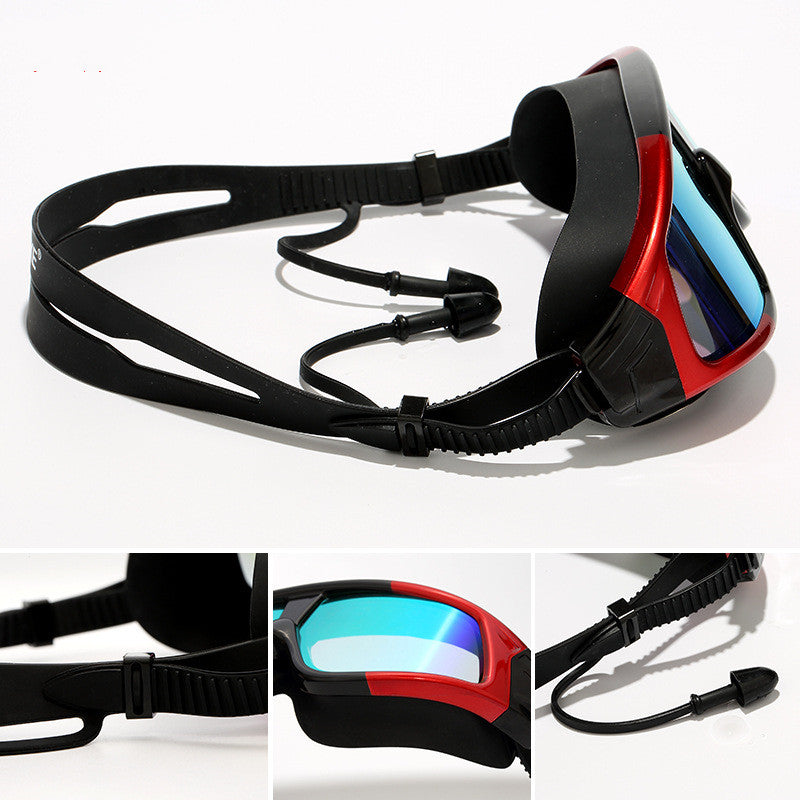 HD Waterproof Anti Fog Swimming Goggles Large View Box Lens