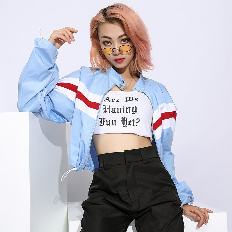 Geometric Patchwork Baseball Jersey Jacket