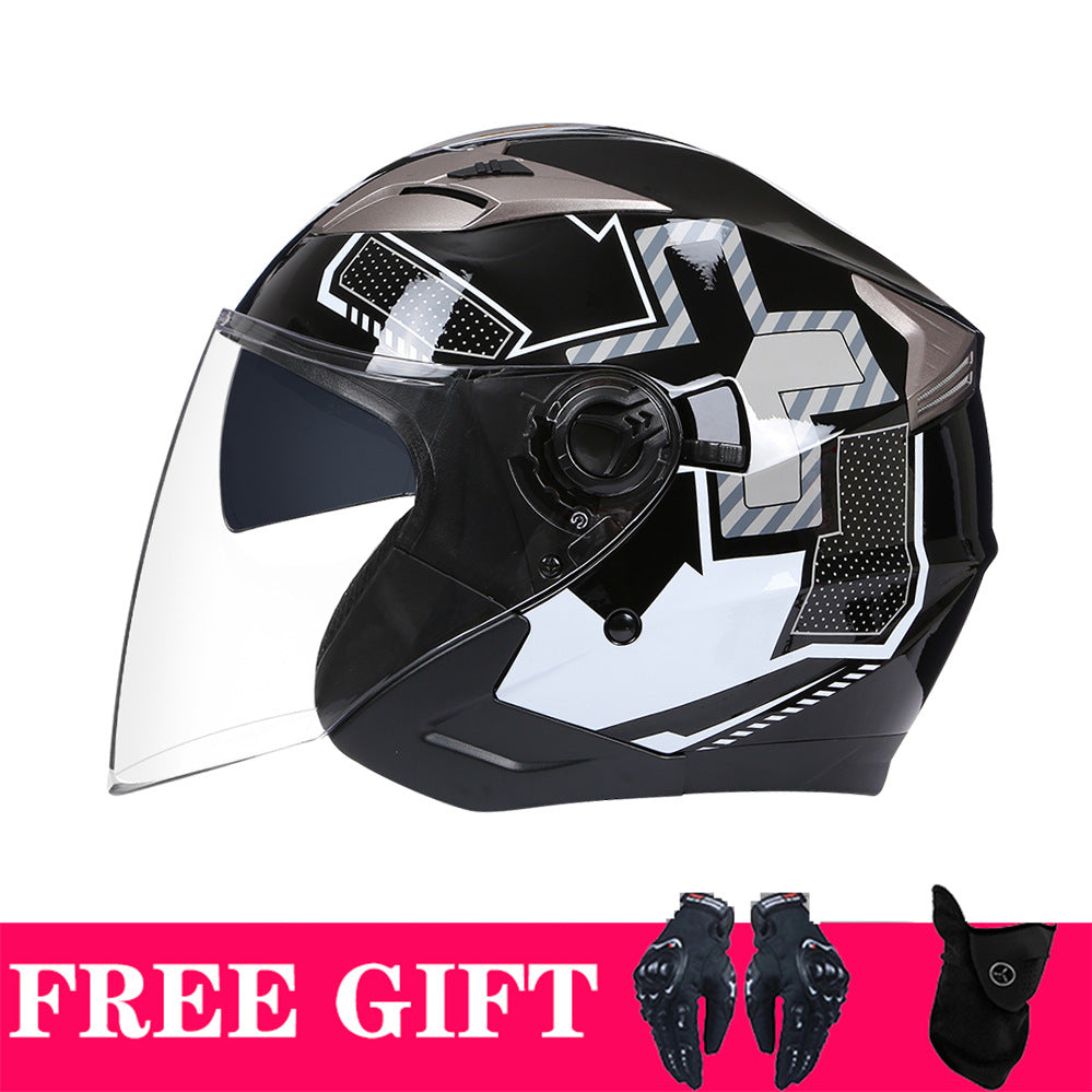 Motorcycle Helmet Double Lens Retro Riding Helmet