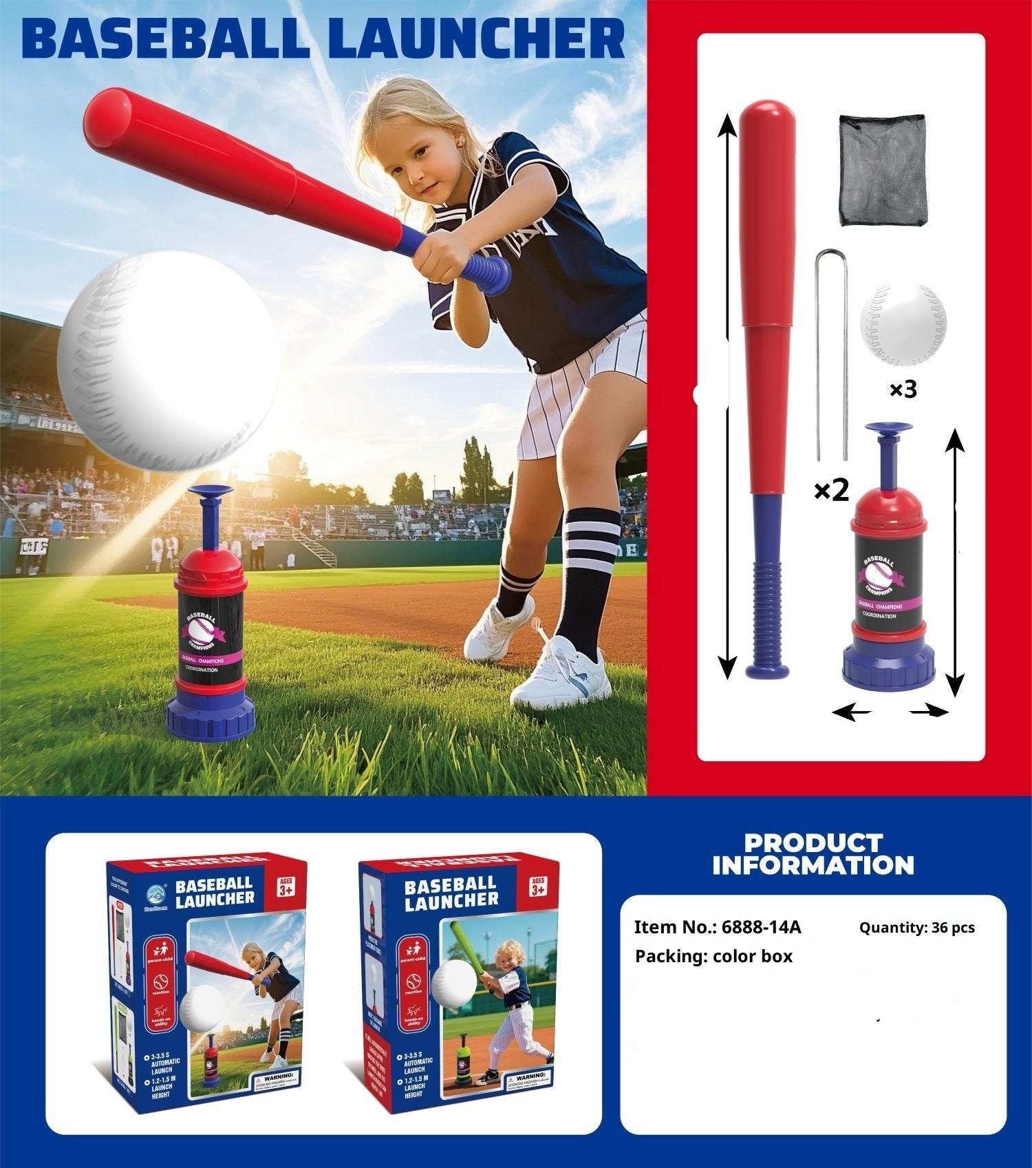 Children's Pedal Baseball Launcher Training Set
