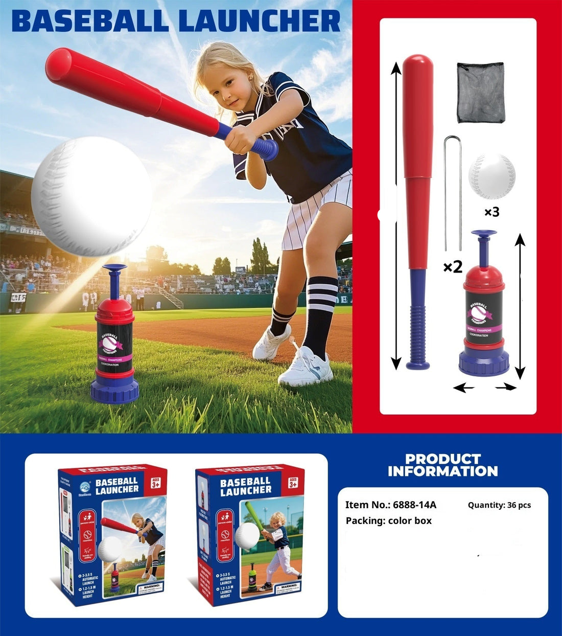 Children's Pedal Baseball Launcher Training Set
