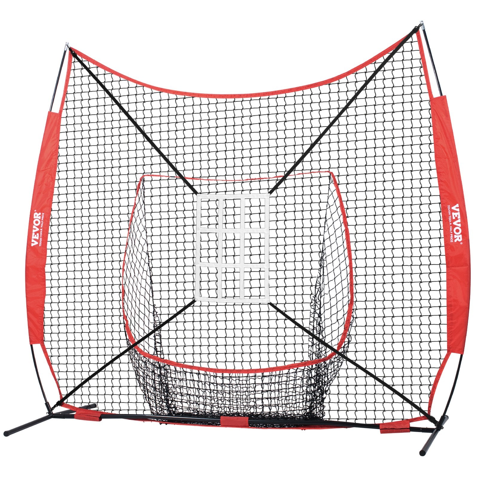 84 × 84 inches Portable Baseball Softball Practice Net With Strike Zone And Accessories