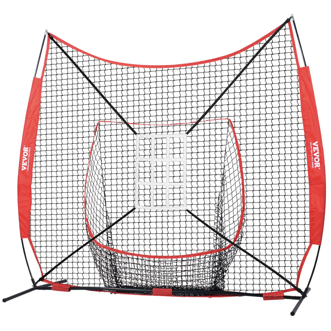 84 × 84 inches Portable Baseball Softball Practice Net With Strike Zone And Accessories