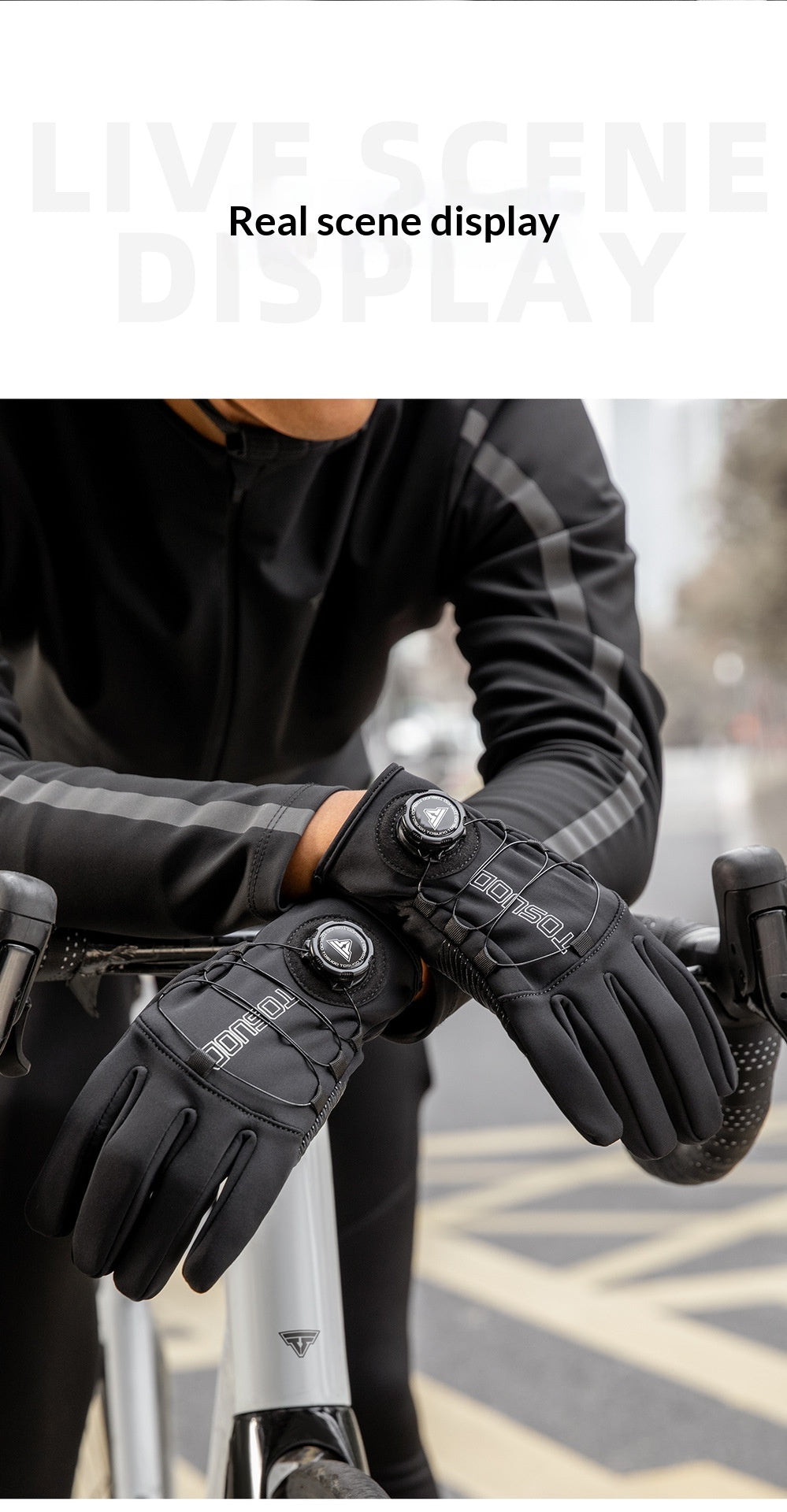 Warm Windproof Long Finger Cycling Gloves Mountain Electric Bike Riding