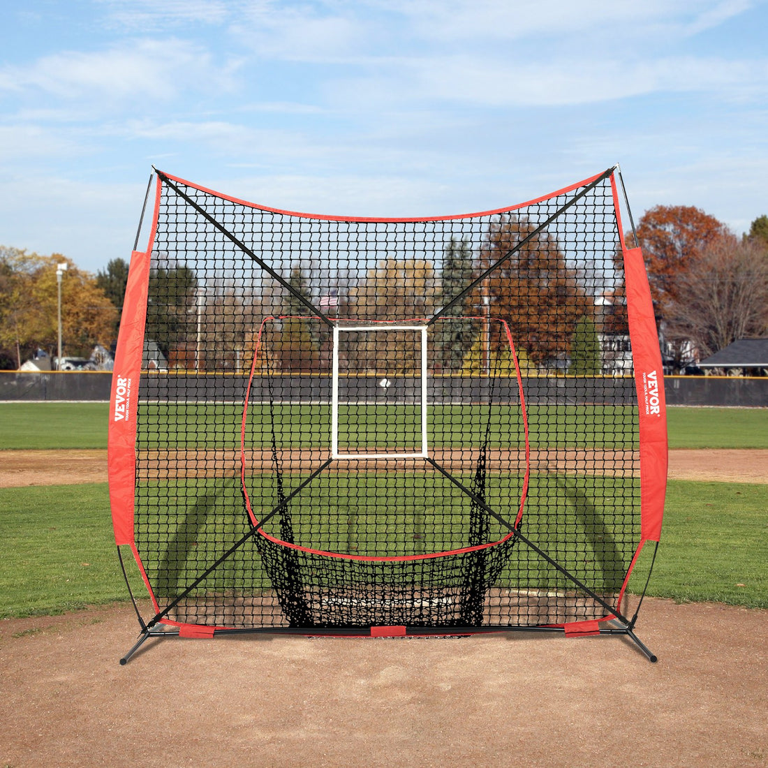 84 × 84 inches Portable Baseball Softball Practice Net With Strike Zone And Accessories