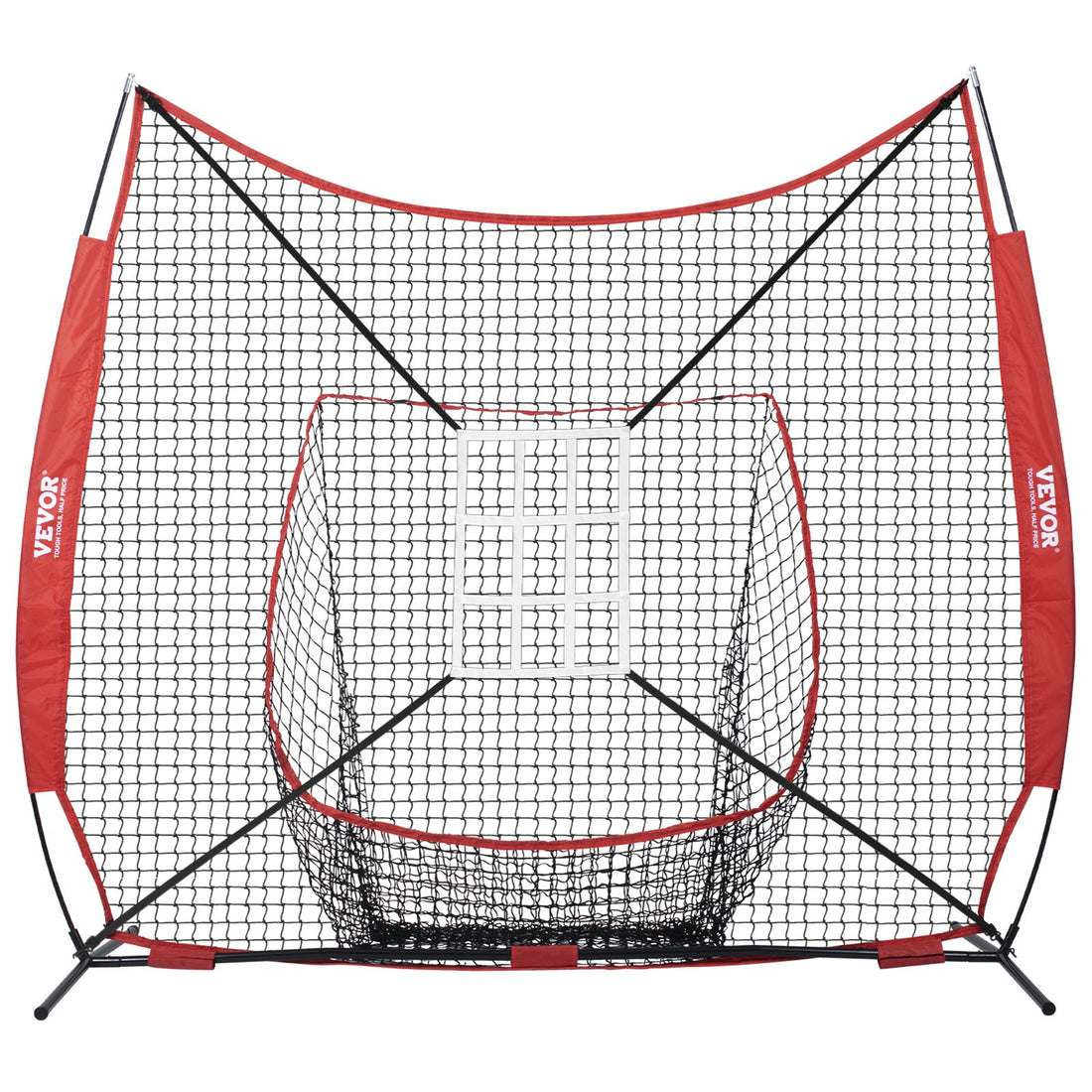 84 × 84 inches Portable Baseball Softball Practice Net With Strike Zone And Accessories