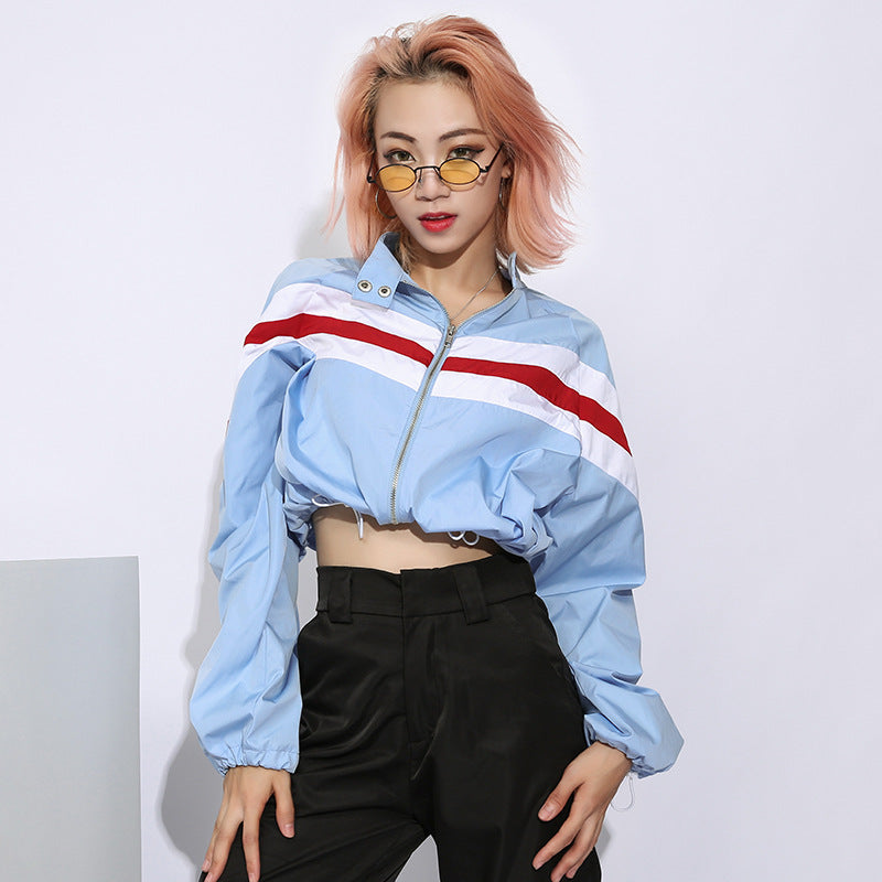 Geometric Patchwork Baseball Jersey Jacket