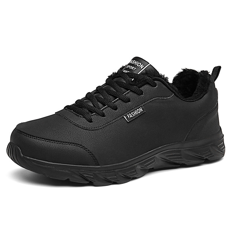 Men's Warm Fur Lined Leather Casual Sneakers