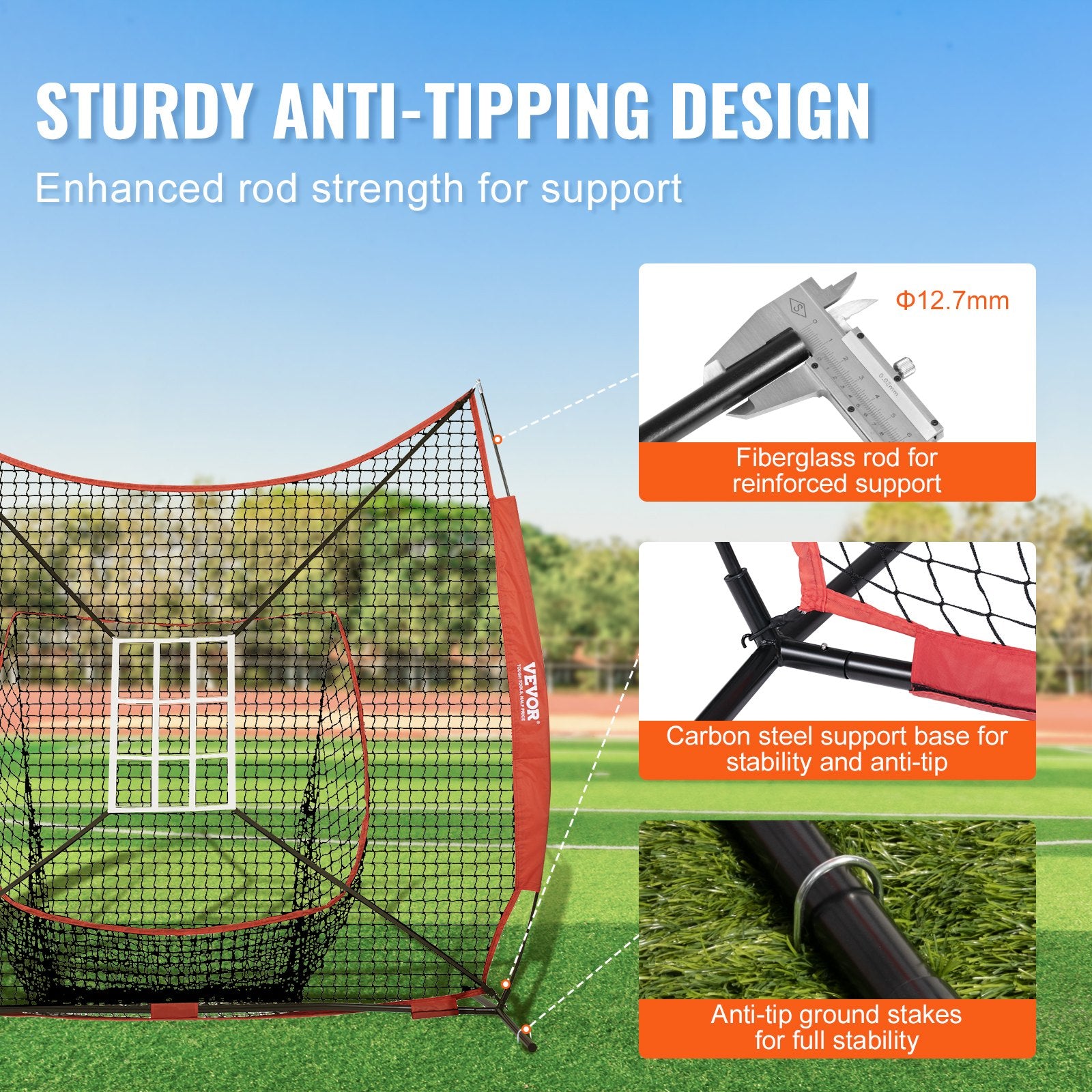84 × 84 inches Portable Baseball Softball Practice Net With Strike Zone And Accessories