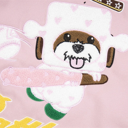 Vintage Towel Embroidered Cartoon Baseball Jersey