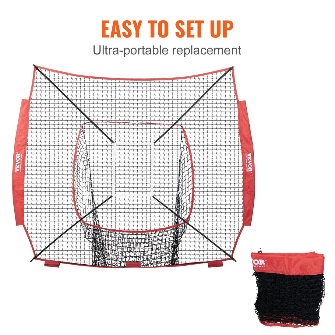 84 × 84 inches Baseball Softball Practice Net With Strike Zone, Portable Training Backstop (Net Only)