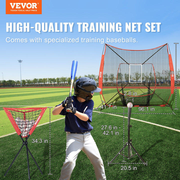 84 × 84 inches Portable Baseball Softball Practice Net With Strike Zone And Accessories