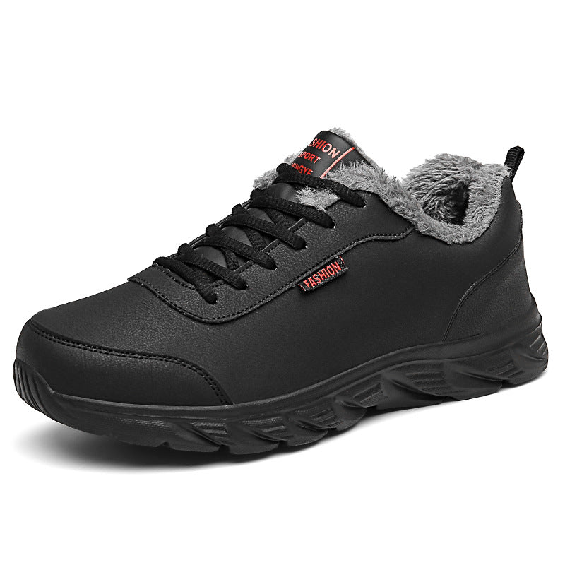 Men's Warm Fur Lined Leather Casual Sneakers