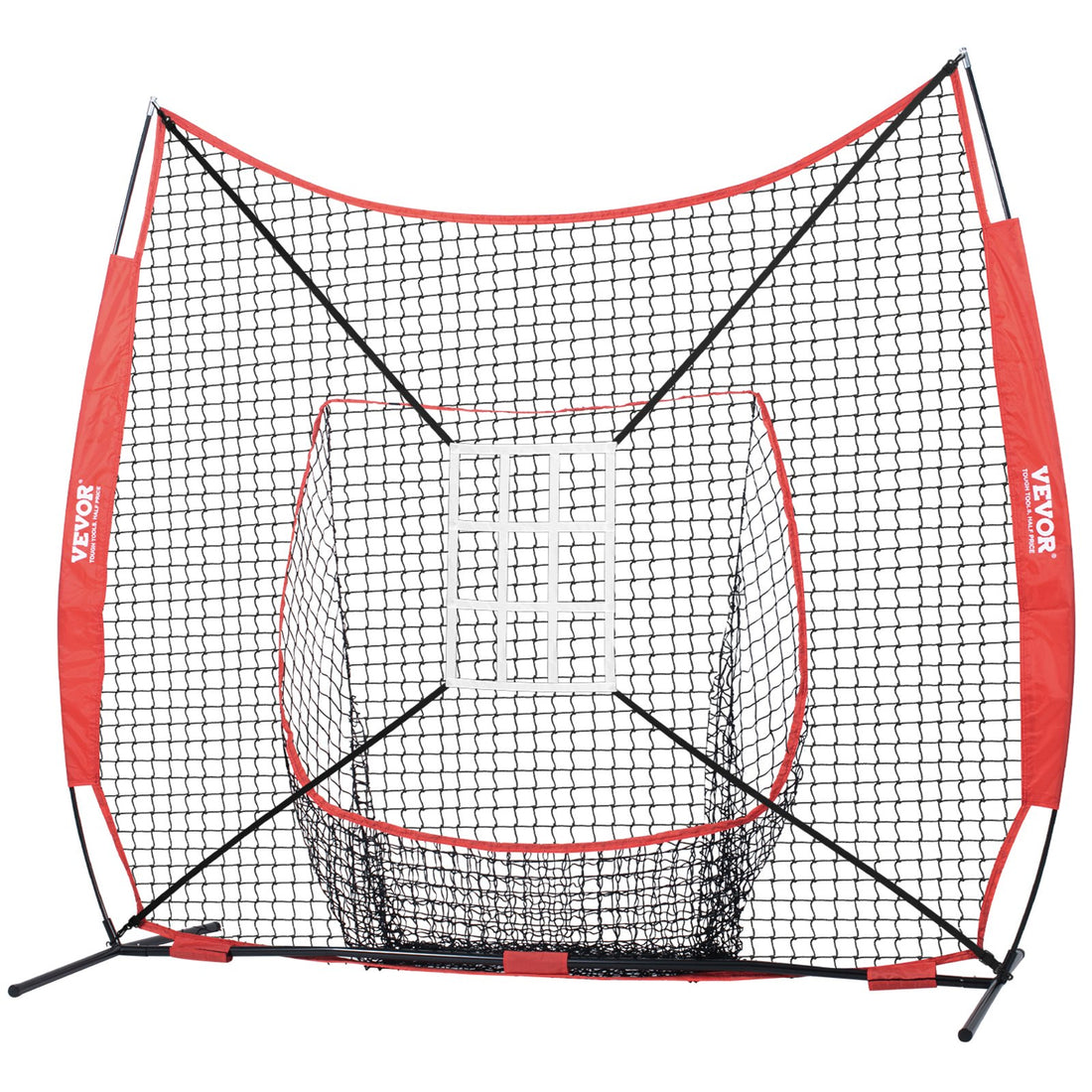 84 × 84 inches Portable Baseball Softball Practice Net With Strike Zone And Accessories