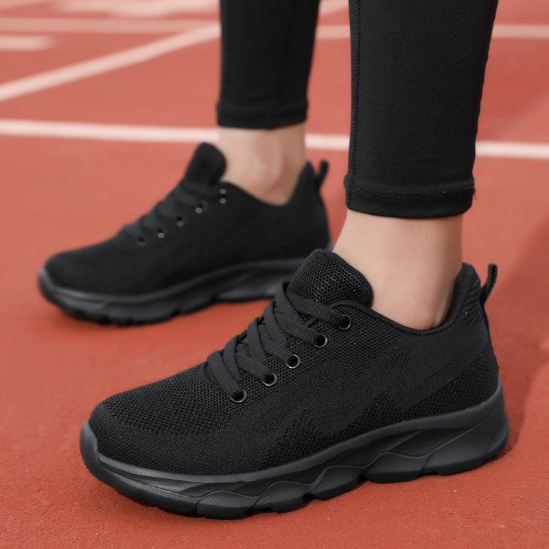 Women's Black Lightweight Mesh Casual Running Sneakers