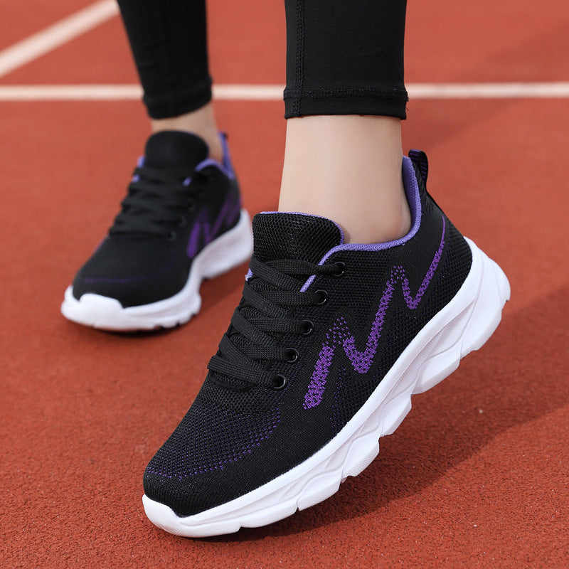 Women's Black Lightweight Mesh Casual Running Sneakers